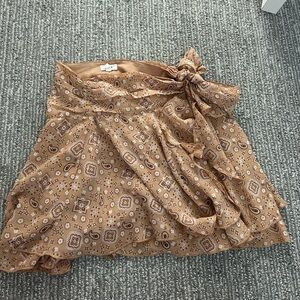Aerie Tan Patterned Skirt